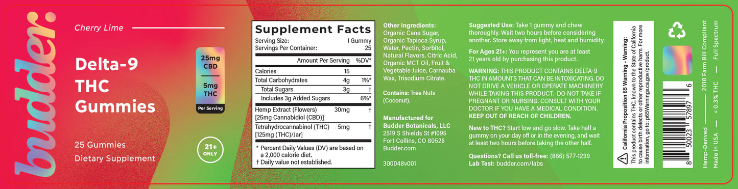 5mg Delta 9 THC Gummies (Cherry Lime)